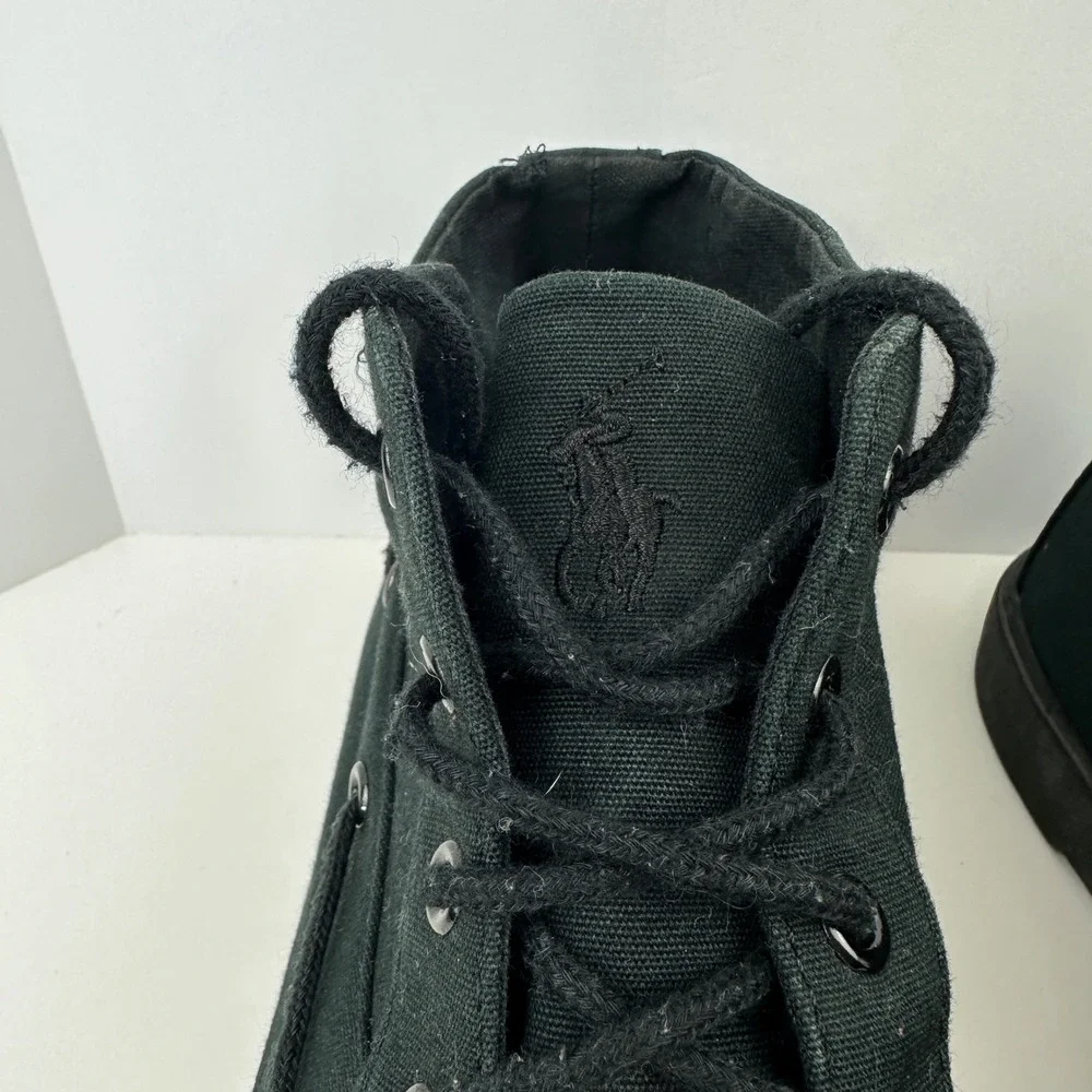 Polo Ralph Lauren Lander Chukka Mens Black Canvas Mid Top Moc Toe Sneakers 13D